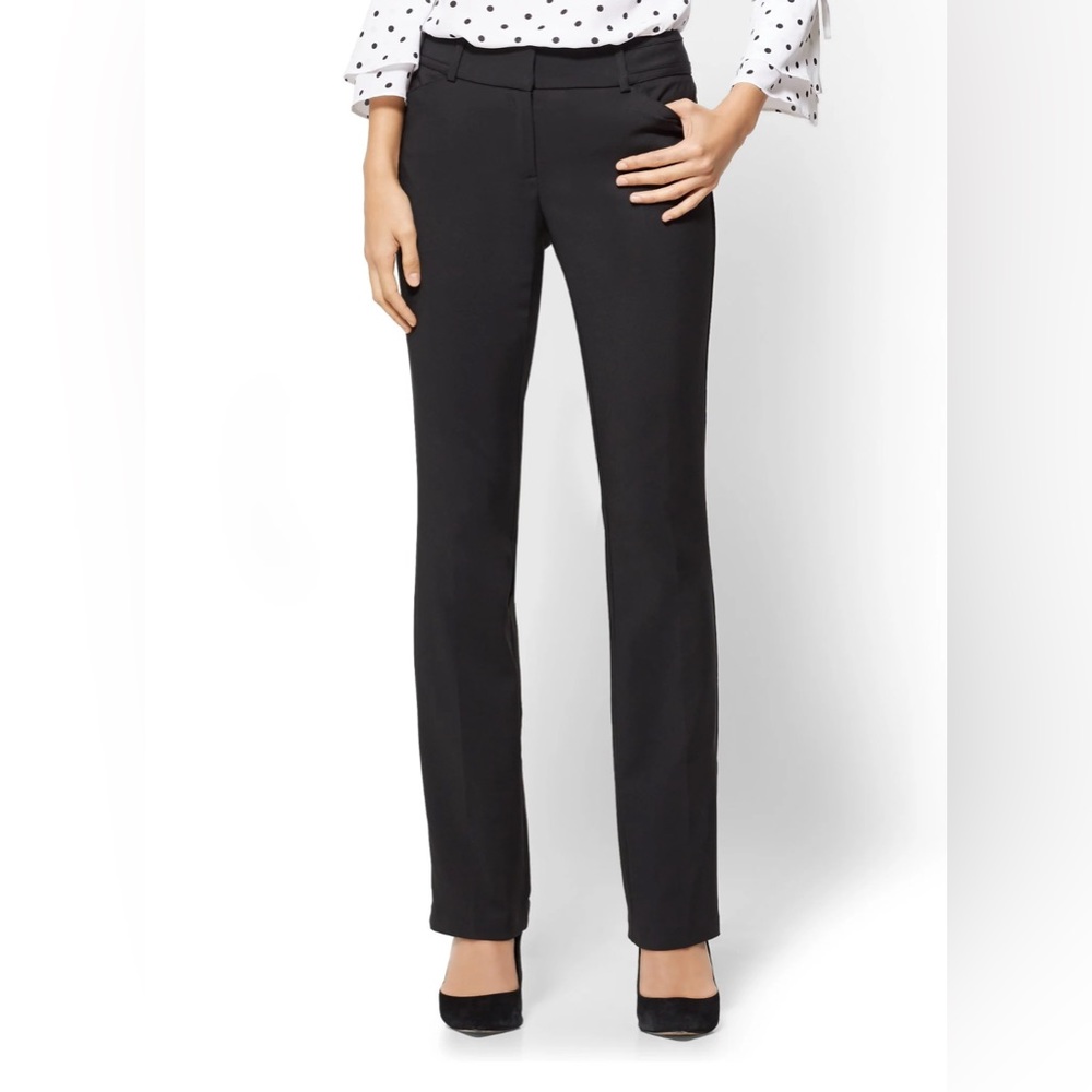 New York & Company 7th Avenue Design Studio Straight-Leg Pants in Black Size 16